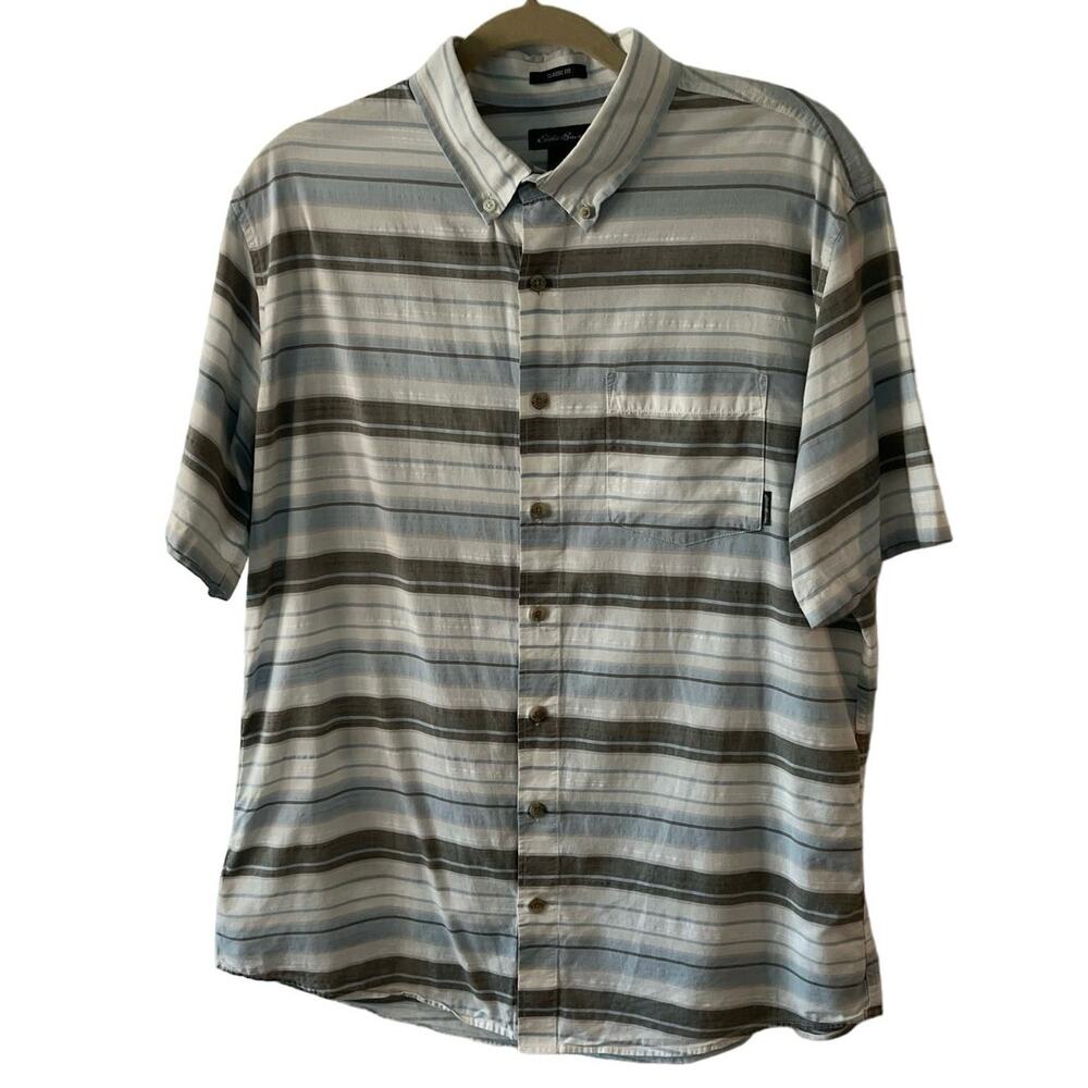 Eddie Bauer Classic Fit Shirt Men’s Size L TALL 100% Cotton Striped Button Up